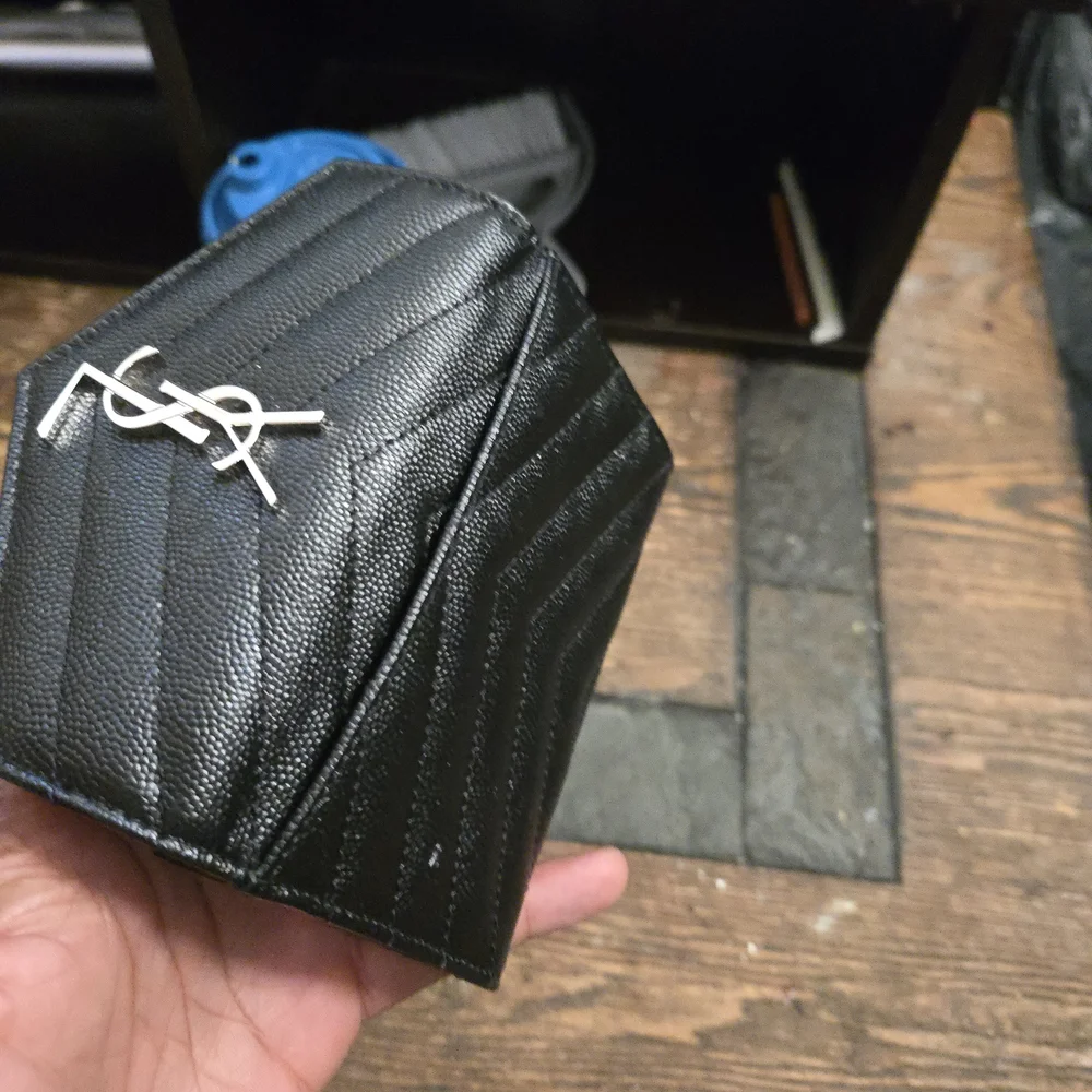Saint Laurent Black Wallet with Silver Logo - Picture 6 of 7